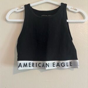 American Eagle Outfitters Black Crop Tank with Elastic Band